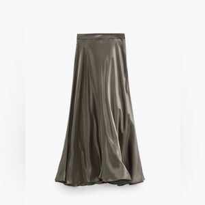 Zara Satin Maxi Skirt - Silver